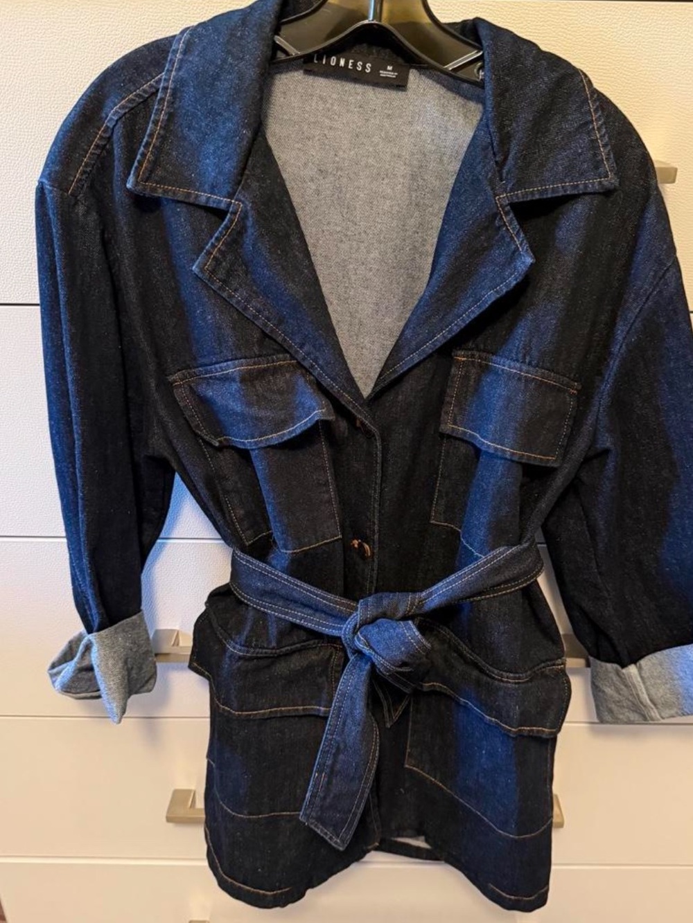 Lioness - Oversized Denim Belted Jacket Dress